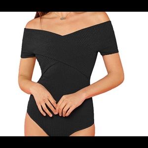 Black Cross Front Bodysuit